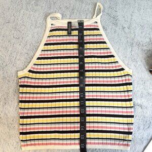 H&M Divided Size M Womens Teen  light knit multi colored striped halter top